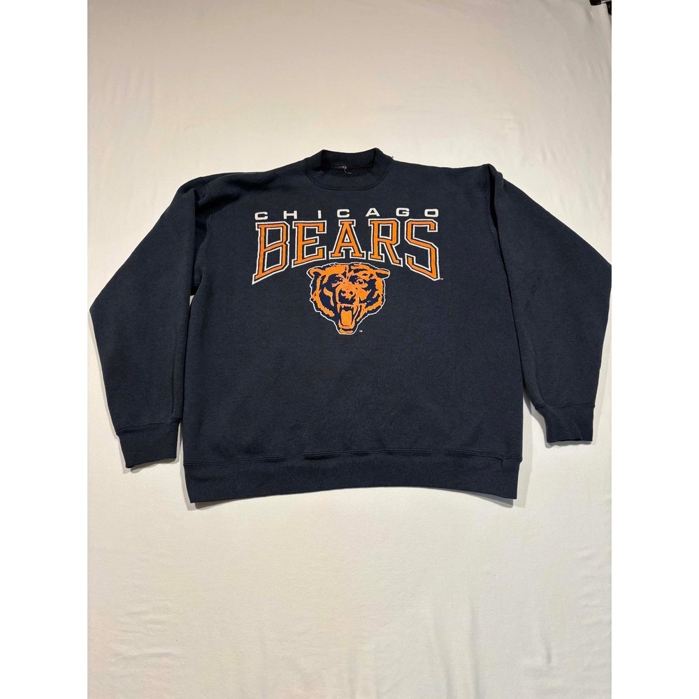 Chicago Bears Sweatshirt Mens Navy Blue Crewneck Vintage Style Graphic Fleece